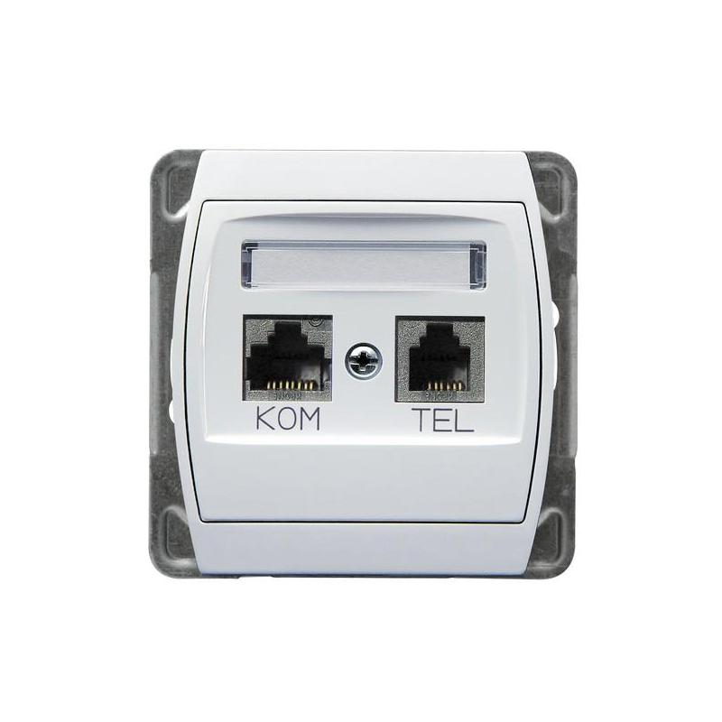 GAZELA Biały, Gniazdo komputerowo-telefoniczne RJ45 kat. 6 ekranowane + RJ11 MMC (GPKT-J/K6E/m/00) Ospel