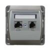 GAZELA Srebro / Tytan, Gniazdo komputerowo-telefoniczne RJ45 kat. 6 ekranowane + RJ11 MMC (GPKT-J/K6E/m/18/23) Ospel