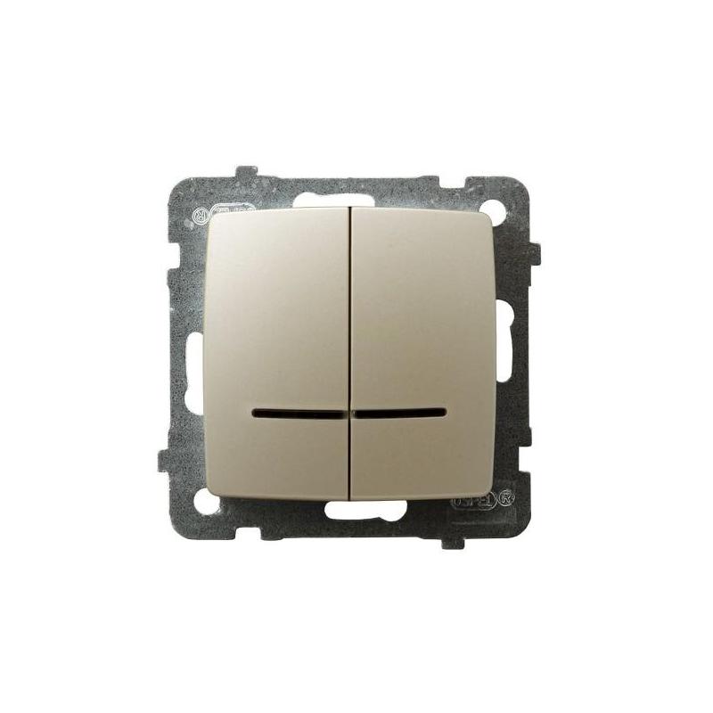 KARO Ecru perłowy, Łącznik dwugrupowy, świecznikowy z podśw. niebieskim (ŁP-2SS/m/42) Ospel