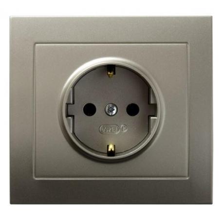 KIER Gniazdo pojedyncze z uziemieniem schuko GP-1WS/45 SATYNA LIGHT