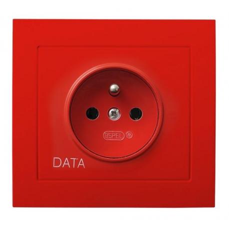 KIER Gniazdo pojedyncze z uziemieniem DATA GP-1WZD/22 CZERWONY