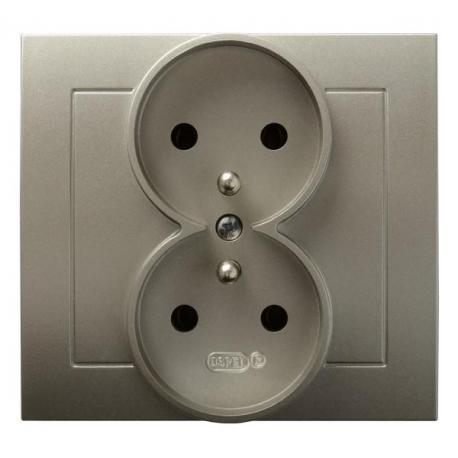 KIER Gniazdo podwójne z uziemieniem GP-2WZ/45 SATYNA LIGHT