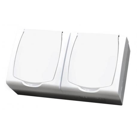 MADERA Gniazdo podwójne z uziemieniem schuko wieczko w kolorze wyrobu GNH-2NS/00/w BIAŁY