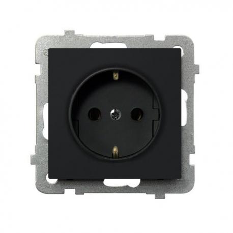 SONATA Gniazdo pojedyncze z uziemieniem schuko GP-1RS/m/33 CZARNY METALIK