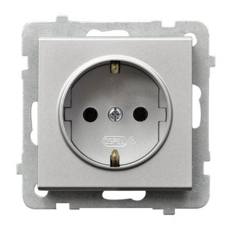 SONATA Gniazdo pojedyncze z uziemieniem schuko GP-1RS/m/38 SREBRO MAT