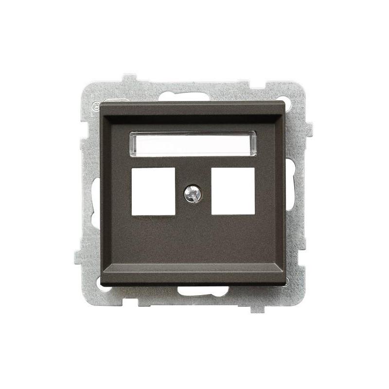 SONATA Czekoladowy metalik, Gniazdo komputerowe 2-krotne proste bez modułów (GPK-2R/p/40) Ospel