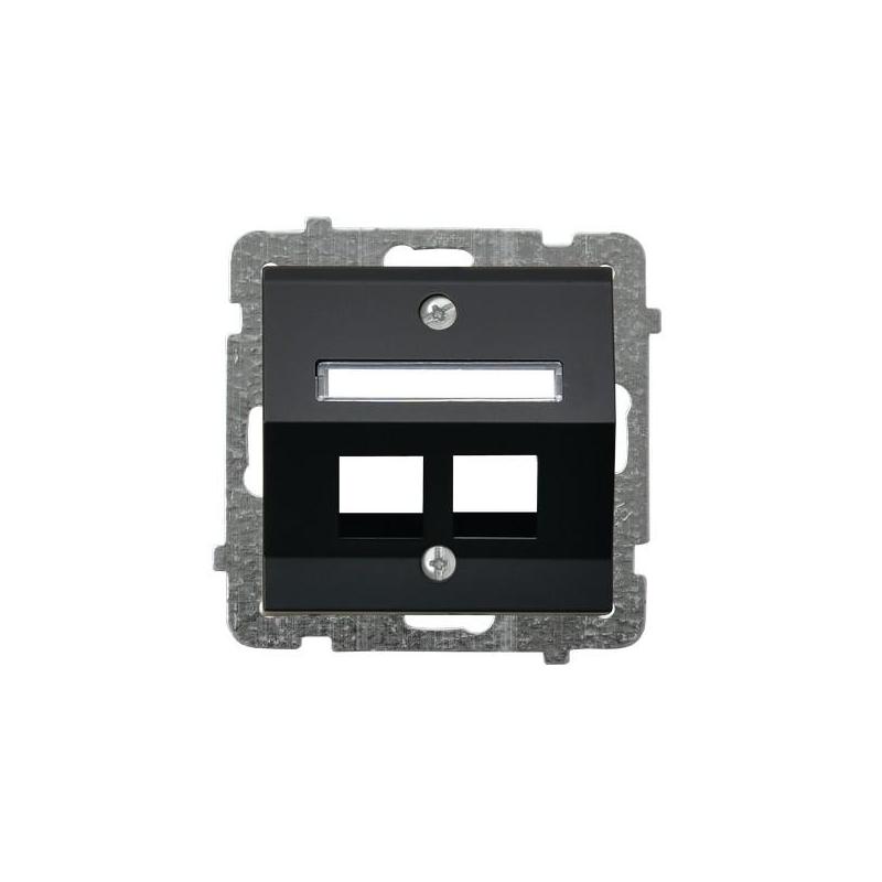 SONATA Czarny metalik, Gniazdo komputerowe 2-krotne skośne bez modułów (GPK-2RS/p/33) Ospel