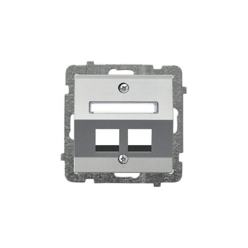 SONATA Srebro mat, Gniazdo komputerowe 2-krotne skośne bez modułów (GPK-2RS/p/38) Ospel