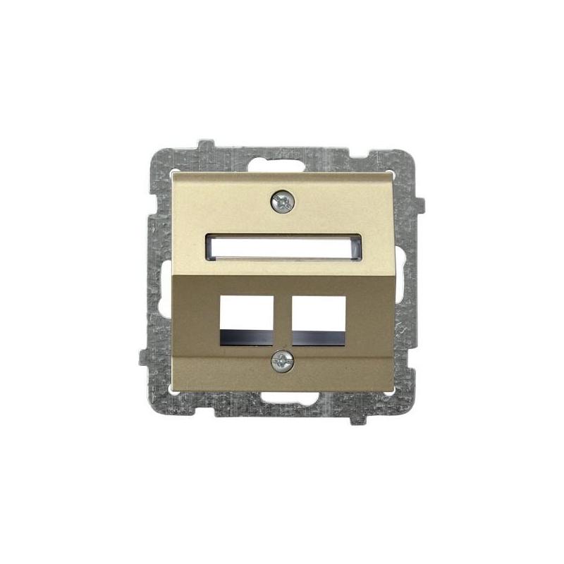 SONATA Szampański złoty, Gniazdo komputerowe 2-krotne skośne bez modułów (GPK-2RS/p/39) Ospel