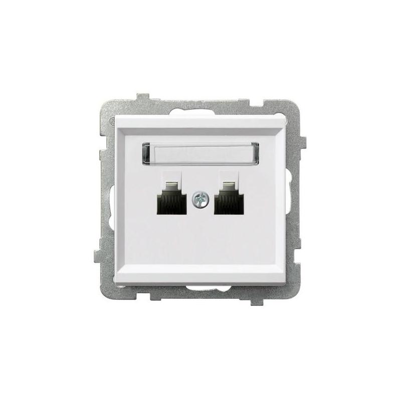 SONATA Biały, Gniazdo telefoniczne 2-krotne niezależne (GPT-2RN/m/00) Ospel