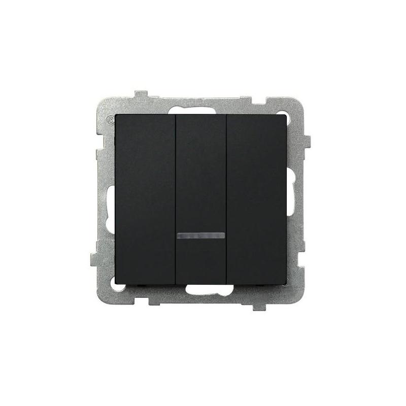 SONATA Czarny metalik, Łącznik potrójny z podśw. niebieskim (ŁP-13RS/m/33) Ospel