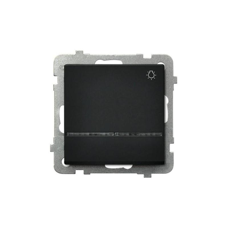 SONATA Czarny metalik, Łącznik zwierny światło z podśw. niebieskim (ŁP-5RS/m/33) Ospel