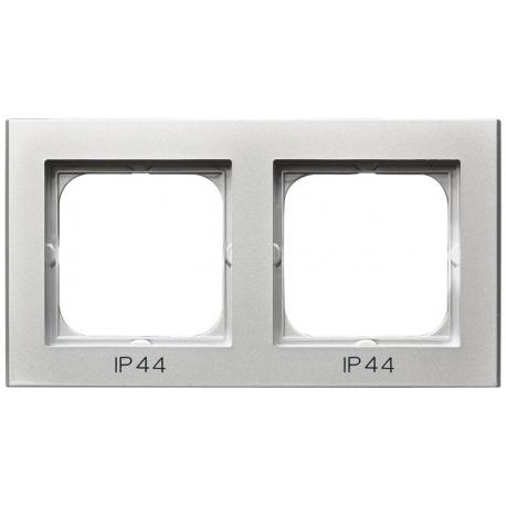 SONATA Ramka podwójna do łączników IP-44 RH-2R/38 SREBRO MAT