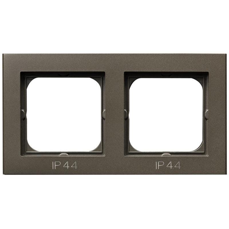 SONATA Czekoladowy metalik, Ramka do łączników IP44, 2-krotna (RH-2R/40) Ospel