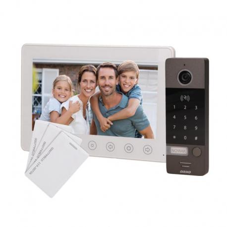 Orno Zestaw wideodomofonowy, bezsłuchawkowy, kolor, LCD 7", z szyfratorem i czytnikiem kart zbliżeniowych, biały, NUMERUS RFID