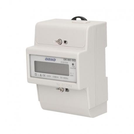 Orno 1-fazowy wskaźnik zużycia energii elektrycznej, 80A, 3 moduły, DIN TH-35mm