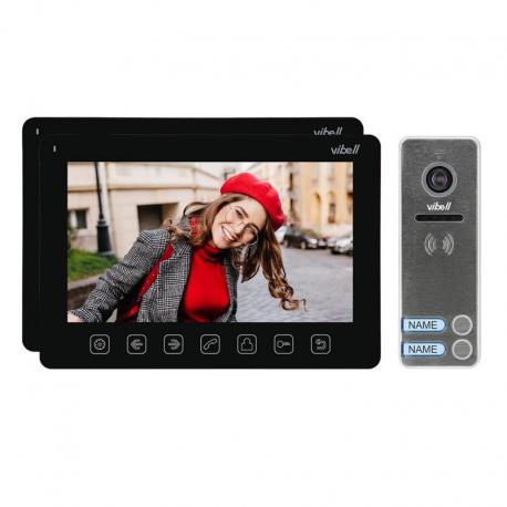 Zestaw wideodomofonowy 2-rodzinny, bezsłuchawkowy, kolor, LCD 7", menu OSD, sterowanie bramą, czarny NOVEO MULTI2