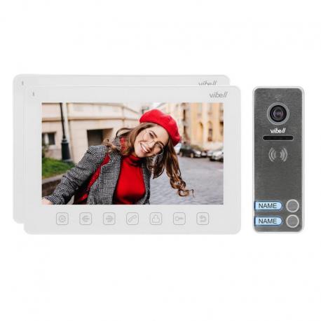 Zestaw wideodomofonowy 2-rodzinny, bezsłuchawkowy, kolor, LCD 7", menu OSD, sterowanie bramą, biały NOVEO MULTI2