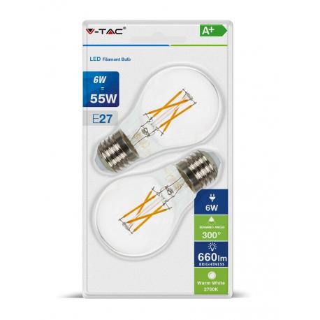 Żarówka LED V-TAC VT-2186 6W E27 A60 2700K 660lm A+ 300° 2szt.