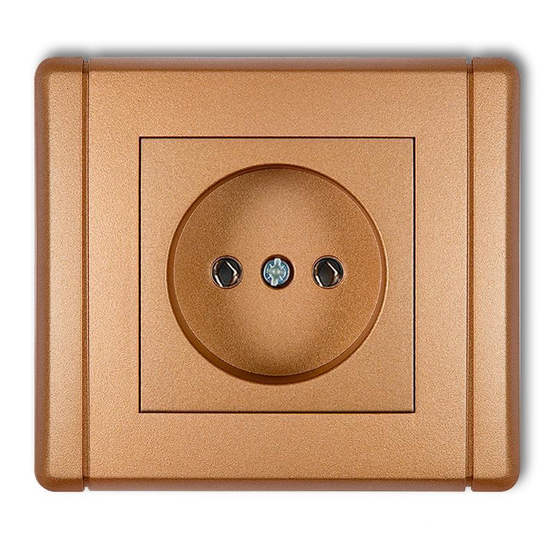 Karlik FLEXI Gniazdo pojedyncze bez uziemienia 2P (bez przesłon torów prądowych) złoty metalik 8FGP-1