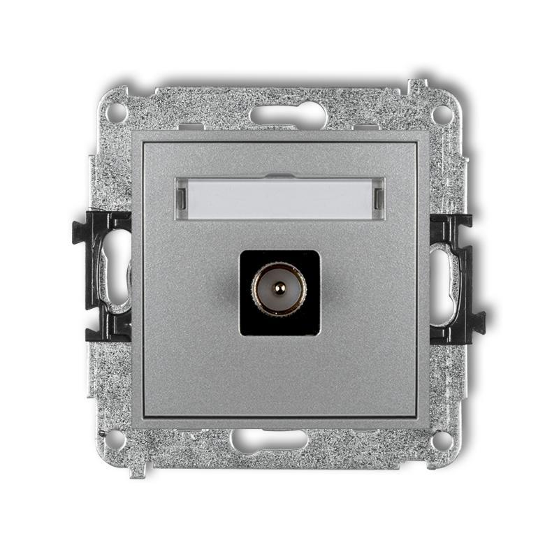 Karlik MINI Mechanizm gniazda antenowego pojedynczego TV srebrny metalik 7MGTV-1