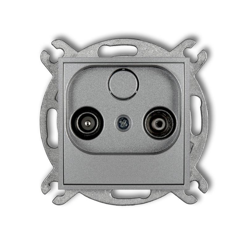 Karlik MINI Mechanizm gniazda abonenckiego RTV końcowego w szeregu gniazd przelotowych 6dB srebrny metalik 7MG6K