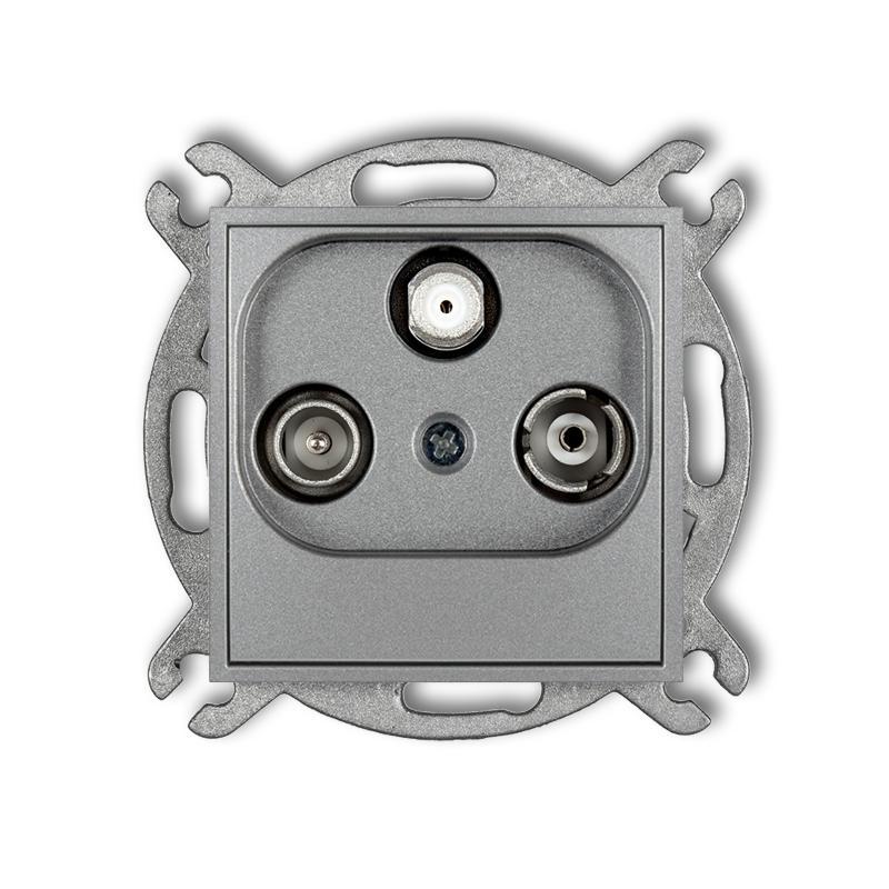 Karlik MINI Mechanizm gniazda abonenckiego RTV-SAT końcowego 1,5dB srebrny metalik 7MGS