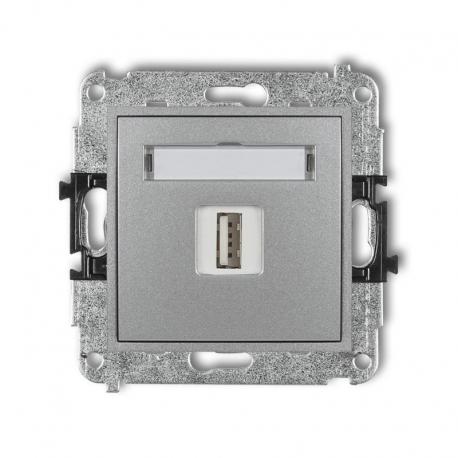 Karlik MINI Mechanizm gniazda pojedynczego USB-AA 2.0 srebrny metalik 7MGUSB-1
