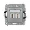 Karlik MINI Mechanizm gniazda podwójnego 2xUSB-AA 2.0 srebrny metalik 7MGUSB-2