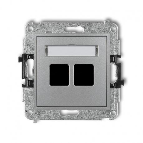 Karlik MINI Mechanizm gniazda multimedialnego podwójnego bez modułu (standard Keystone) srebrny metalik 7MGM-2P