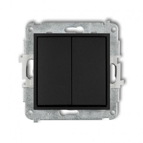 Karlik MINI Mechanizm łącznika zwiernego, dwubiegunowego (dwa klawisze bez piktogramów, osobne zasilanie) czarny mat 12MWP-44.2