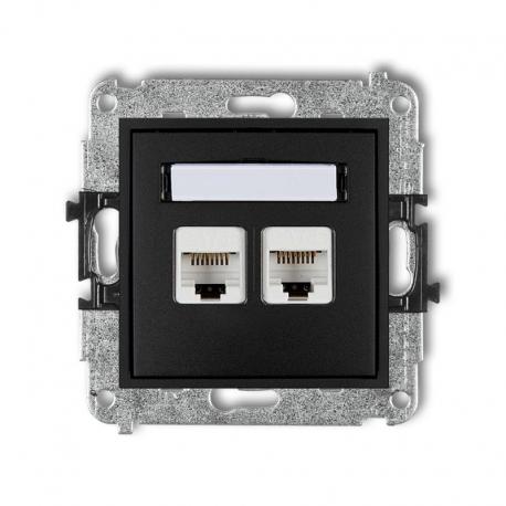 Karlik MINI Mechanizm gniazda komputerowego podwójnego 2xRJ45, kat. 5e, 8-stykowy czarny mat 12MGK-2