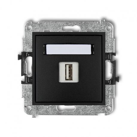 Karlik MINI Mechanizm gniazda pojedynczego USB-AA 2.0 czarny mat 12MGUSB-1