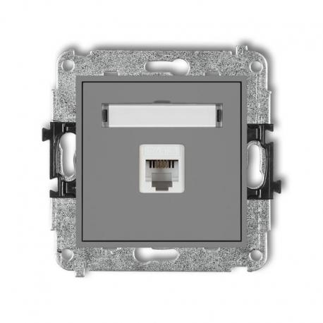 Karlik MINI Mechanizm gniazda telefonicznego pojedynczego 1xRJ11, 4-stykowy, beznarzędziowe szary mat 27MGT-1