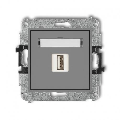 Karlik MINI Mechanizm gniazda pojedynczego USB-AA 2.0 szary mat 27MGUSB-1