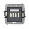 Karlik MINI Mechanizm gniazda podwójnego 2xUSB-AA 2.0 grafitowy mat 28MGUSB-2