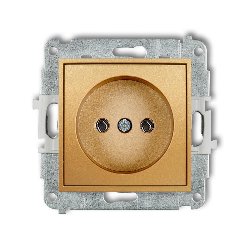 Karlik MINI Mechanizm gniazda pojedynczego z uziemieniem 2P+Z (bez przesłon torów prądowych) złoty 29MGP-1