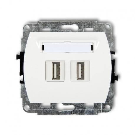 Karlik TREND Mechanizm gniazda podwójnego 2xUSB-AA 2.0 biały GUSB-2