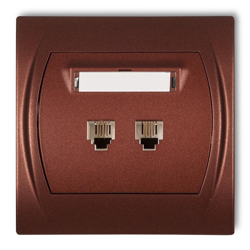 Karlik LOGO Gniazdo telefoniczne podwójne 2xRJ11, 4-stykowy brązowy metalik 9LGT-2